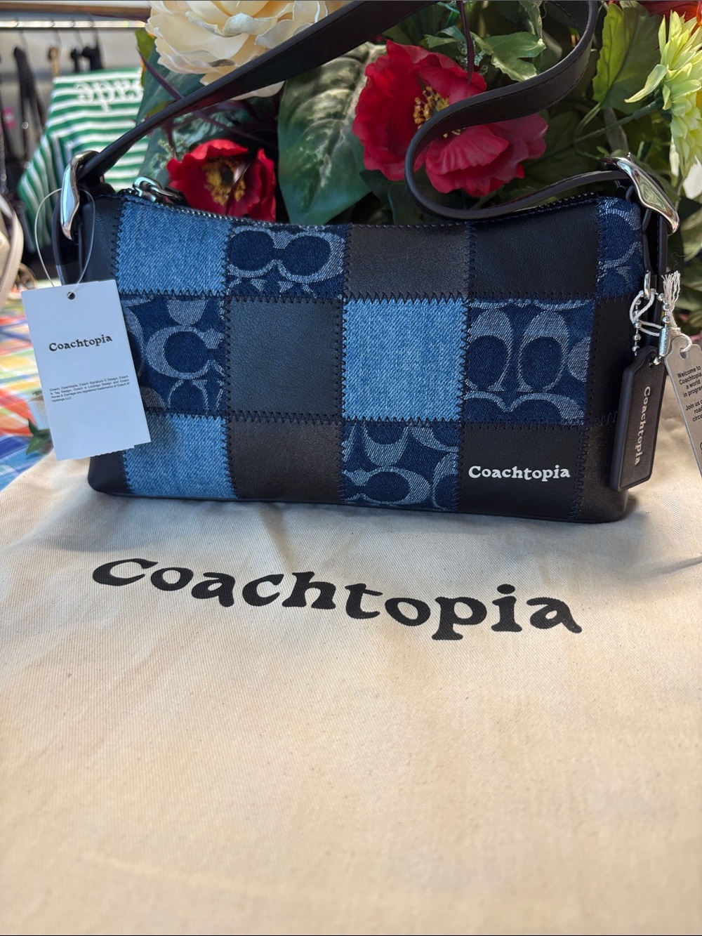 Coach Coachtopia Patchwork Denim & Black Leather Messenger SOLD OUT RARE  !! Bag